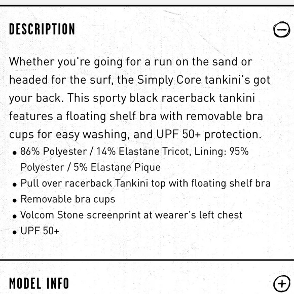 NWT VOLCOM simply core white racerback tankini top with removable bra pads Small - Picture 3 of 3